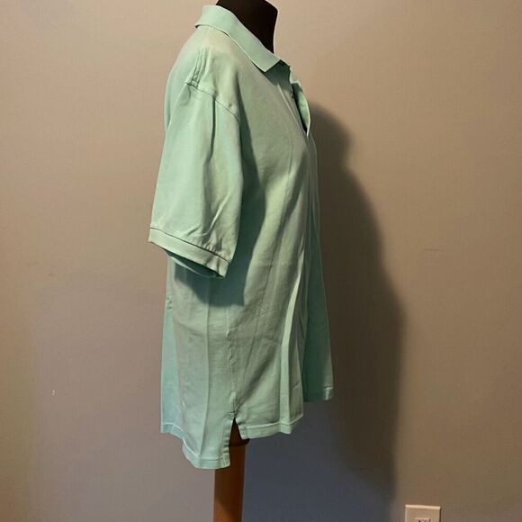 Outer Banks Mens Short Sleeve Classic Ribbed Polo Shirt Green - Picture 5 of 6